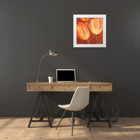 Orange Tulips (detail) White Modern Wood Framed Art Print by Mei, Silvia