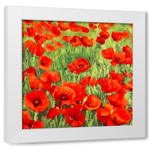 Poppies White Modern Wood Framed Art Print by Mei, Silvia