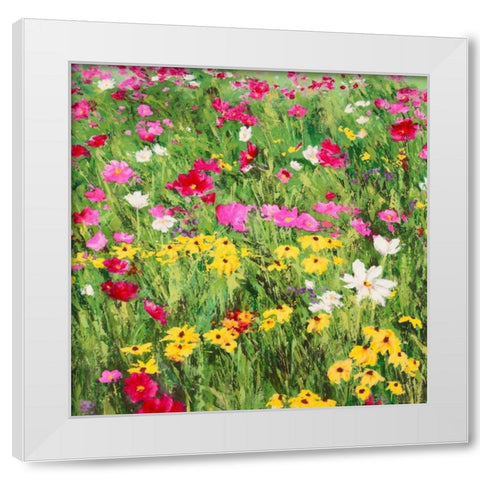 Country Flowers White Modern Wood Framed Art Print by Mei, Silvia