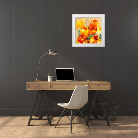 Tulips in the Sun I White Modern Wood Framed Art Print by Stone, Jim