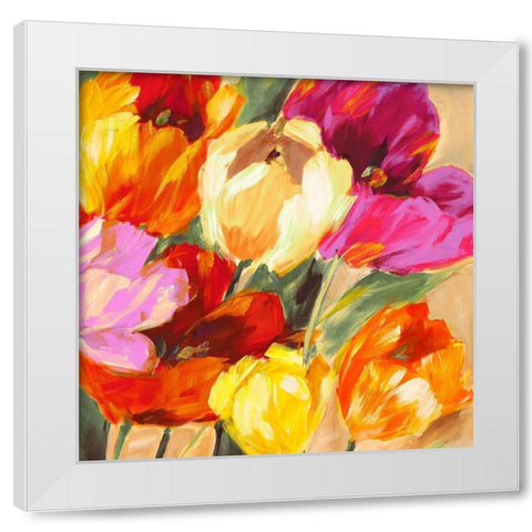 Colorful Tulips II White Modern Wood Framed Art Print by Stone, Jim
