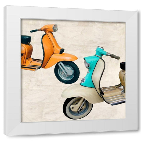 Superscooters II White Modern Wood Framed Art Print by Rizzardi, Teo