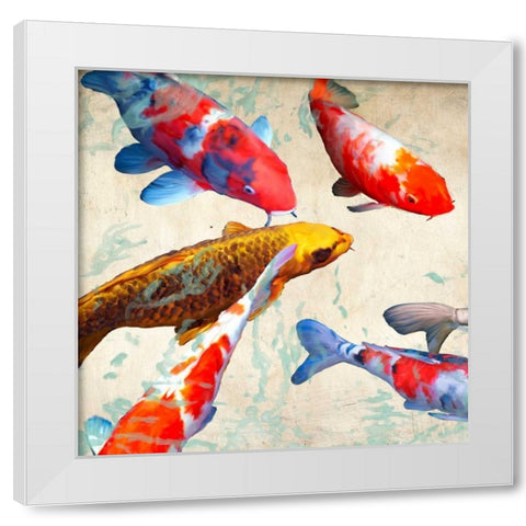 Koi I White Modern Wood Framed Art Print by Rizzardi, Teo
