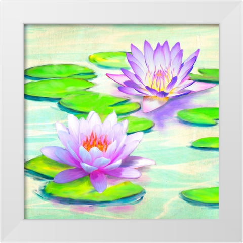 Nympheas I White Modern Wood Framed Art Print by Rizzardi, Teo