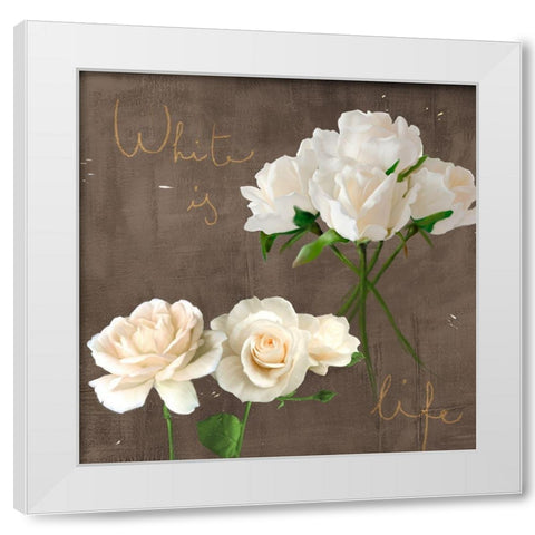 White Roses White Modern Wood Framed Art Print by Rizzardi, Teo