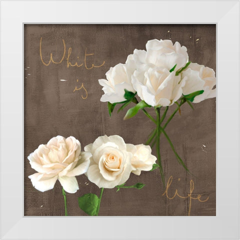 White Roses White Modern Wood Framed Art Print by Rizzardi, Teo