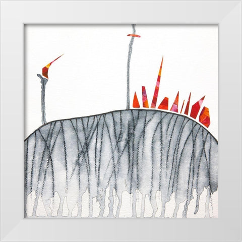 Lincendio sulla collina White Modern Wood Framed Art Print by Teruzzi, Vittorio