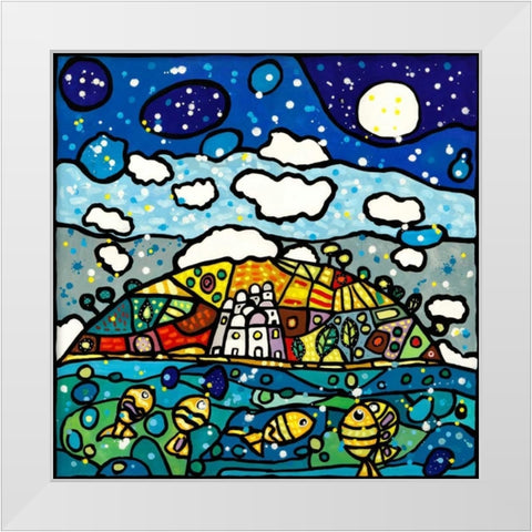 Isola dei sogni White Modern Wood Framed Art Print by Wallas