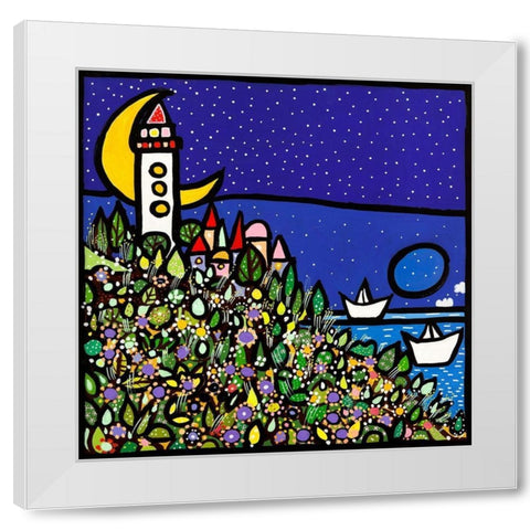 La sentinella del mare White Modern Wood Framed Art Print by Wallas