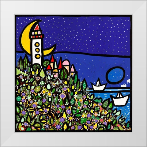 La sentinella del mare White Modern Wood Framed Art Print by Wallas