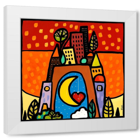 Larco degli innamorati White Modern Wood Framed Art Print by Wallas