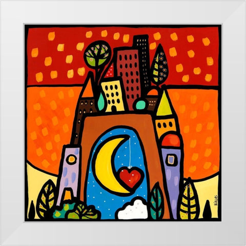 Larco degli innamorati White Modern Wood Framed Art Print by Wallas