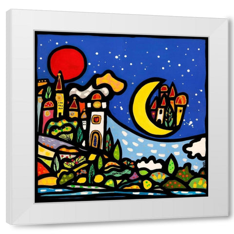 Mondi lontani White Modern Wood Framed Art Print by Wallas