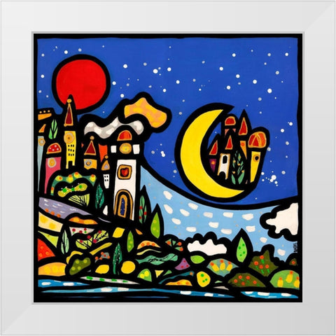 Mondi lontani White Modern Wood Framed Art Print by Wallas