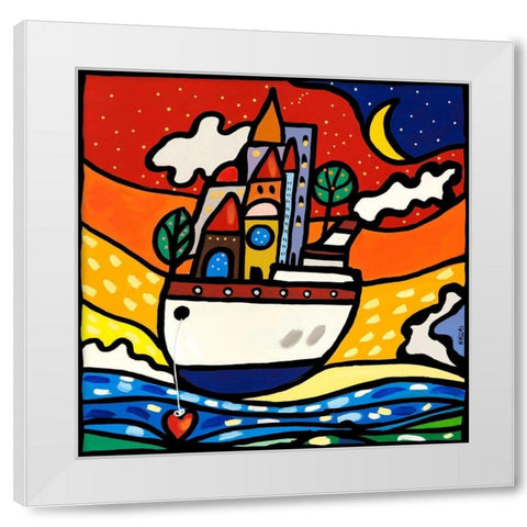 Navigare con amore White Modern Wood Framed Art Print by Wallas