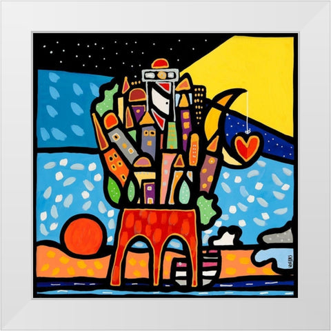 Sostenere la vita White Modern Wood Framed Art Print by Wallas