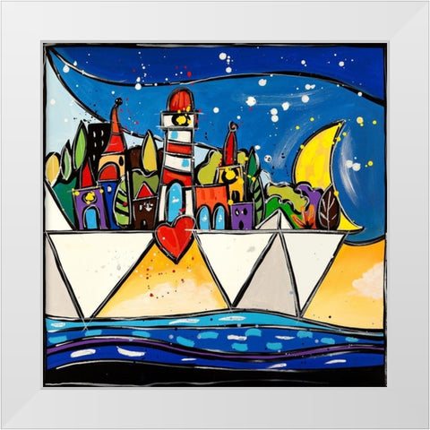 Congiunzione White Modern Wood Framed Art Print by Wallas