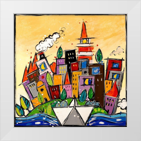 E arrivato un nuovo giorno White Modern Wood Framed Art Print by Wallas