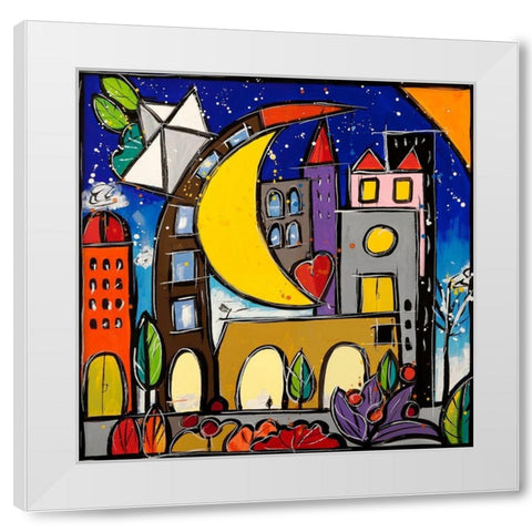Hug White Modern Wood Framed Art Print by Wallas