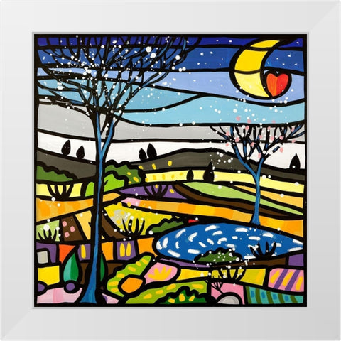 Notte serena White Modern Wood Framed Art Print by Wallas