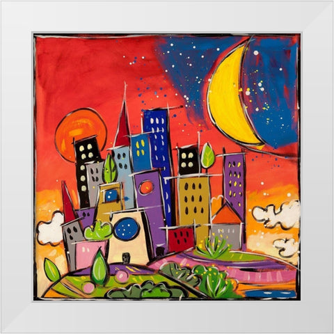 Rosso di sera White Modern Wood Framed Art Print by Wallas