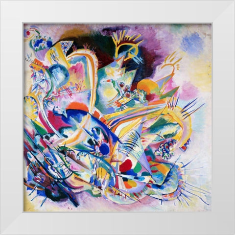 Improvisation Painting White Modern Wood Framed Art Print by Kandinsky, Wassily