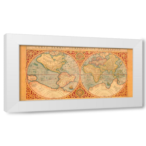 Orbis Terrae Compendiosa Descriptio 1587 White Modern Wood Framed Art Print by Anonymous
