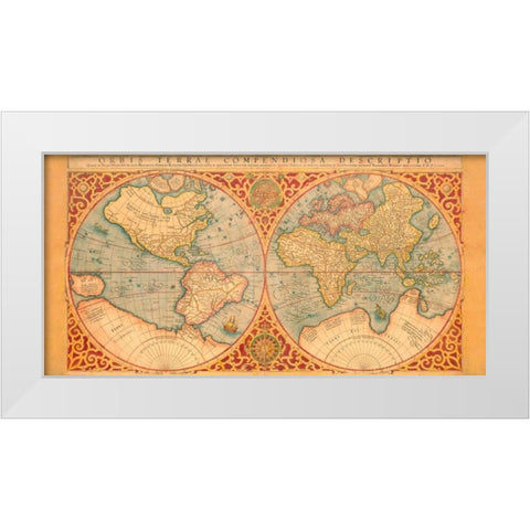 Orbis Terrae Compendiosa Descriptio 1587 White Modern Wood Framed Art Print by Anonymous