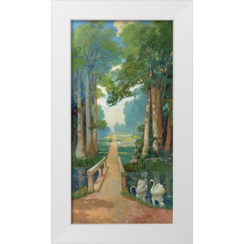 Country path White Modern Wood Framed Art Print by Strahalm, Franz