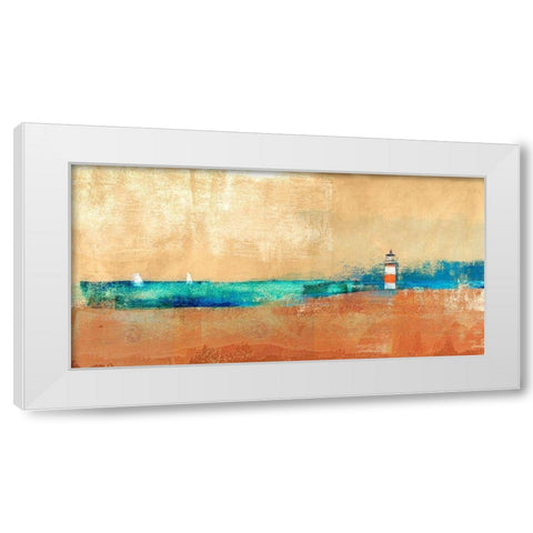 Coast Line and Lighthouse White Modern Wood Framed Art Print by Alex, Blanco