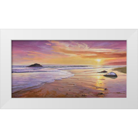 Tramonto sul mare White Modern Wood Framed Art Print by Galasso, Adriano