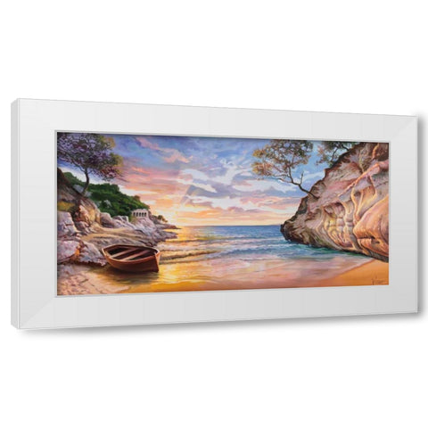 Caletta al tramonto White Modern Wood Framed Art Print by Galasso, Adriano