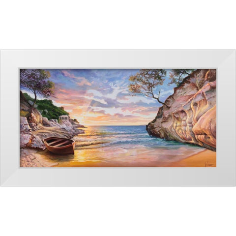 Caletta al tramonto White Modern Wood Framed Art Print by Galasso, Adriano