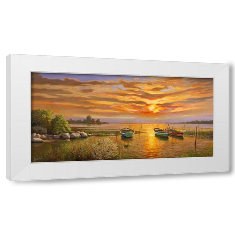 Laguna al tramonto White Modern Wood Framed Art Print by Galasso, Adriano