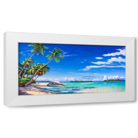 Spiaggia tropicale White Modern Wood Framed Art Print by Galasso, Adriano