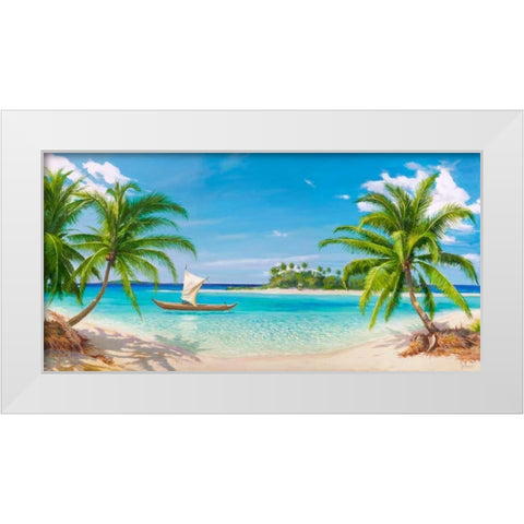 Baia tropicale White Modern Wood Framed Art Print by Galasso, Adriano