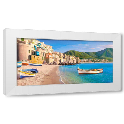 Cefalu White Modern Wood Framed Art Print by Galasso, Adriano