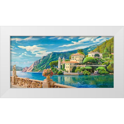 Villa sul lago White Modern Wood Framed Art Print by Galasso, Adriano
