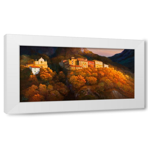 Paese sul monte White Modern Wood Framed Art Print by Galasso, Adriano