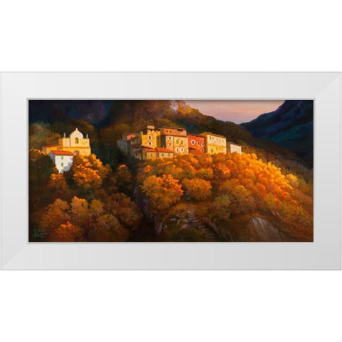 Paese sul monte White Modern Wood Framed Art Print by Galasso, Adriano