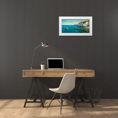 Caletta mediterranea White Modern Wood Framed Art Print by Galasso, Adriano