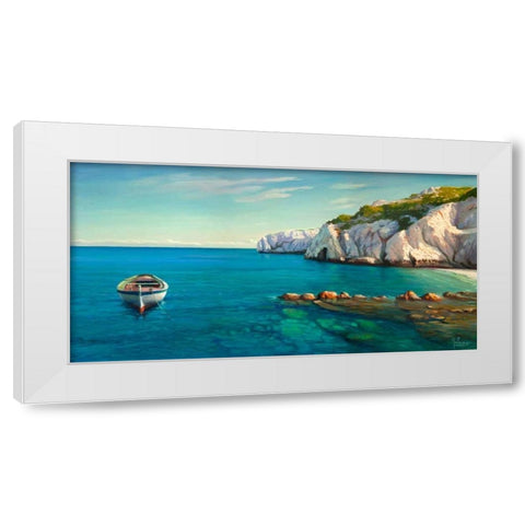 Caletta mediterranea White Modern Wood Framed Art Print by Galasso, Adriano