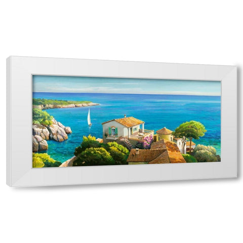 Villa sul Mediterraneo White Modern Wood Framed Art Print by Galasso, Adriano