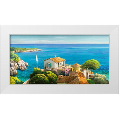 Villa sul Mediterraneo White Modern Wood Framed Art Print by Galasso, Adriano