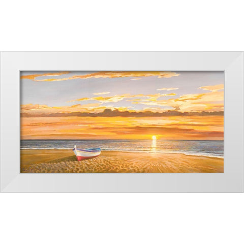 Tramonto sulla battigia White Modern Wood Framed Art Print by Galasso, Adriano