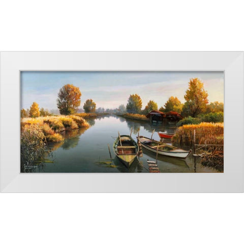 Sul fiume White Modern Wood Framed Art Print by Galasso, Adriano