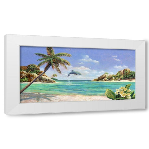 Seychelles White Modern Wood Framed Art Print by Del Missier, Andrea