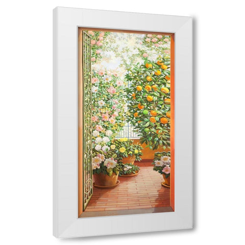 Porta sul terrazzo fiorito White Modern Wood Framed Art Print by Del Missier, Andrea