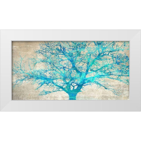 Turquoise Tree White Modern Wood Framed Art Print by Aprile, Alessio