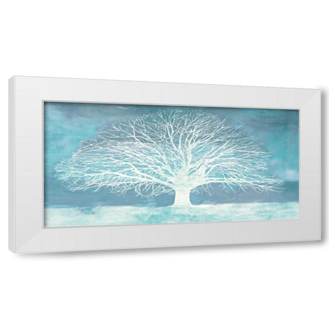 Aquamarine Tree White Modern Wood Framed Art Print by Aprile, Alesso